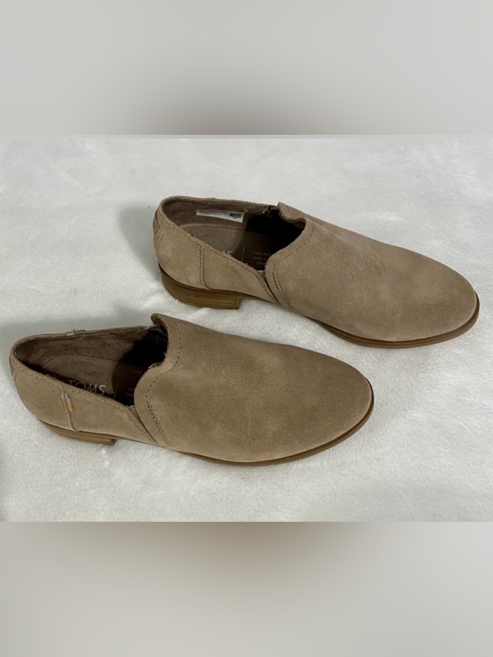 TOMS Shaye Low Suede Slip-On Loafer Booties Tan Desert Taupe - Size 5.5